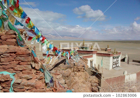 Western Tibet Chu Gompa on the shores of Lake Manasarovar Western Tibet Chu Gompa on the shores of Lake Manasarovar 102863006