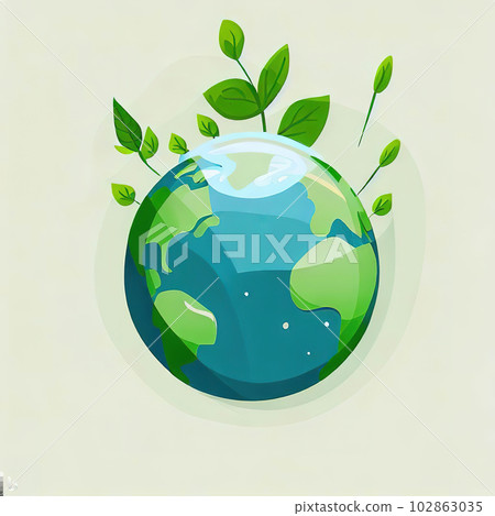 Earth Day theme, painted with watercolor  102863035