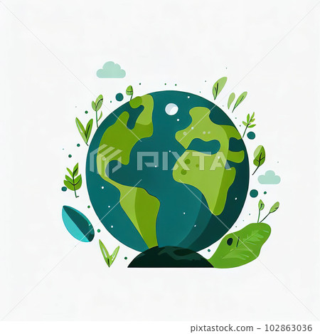Earth Day theme, painted with watercolor  102863036