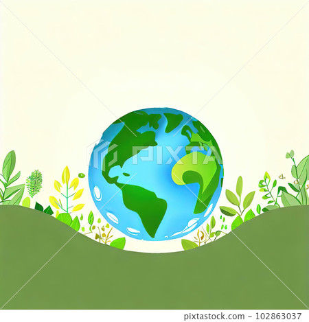 Earth Day theme, painted with watercolor  102863037