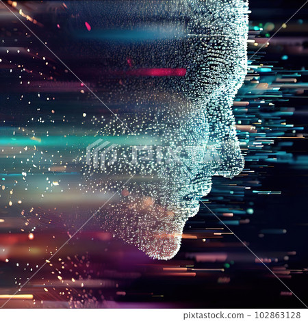 A human mind picture in the form of electronic lines with high accuracy and colored and there is electricity a real taser A human mind picture in the form of electronic lines with high accuracy and colored and there is electricity a real taser 102863128