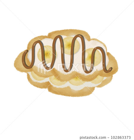 Banana chocolate Croissant sandwich, hand drawn illustration Banana chocolate Croissant sandwich, hand drawn illustration 102863373