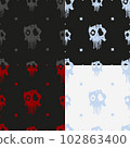 Cursed skull seamless pattern 4 variations. Suitable for fashion industry, branding, halloween background. Cursed skull seamless pattern 4 variations. Suitable for fashion industry, branding, halloween background. 102863400