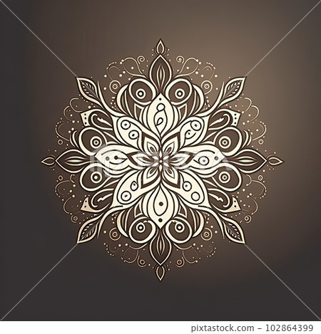 Monochrome Mandala Emblem Square Illustration Monochrome Mandala Emblem Square Illustration 102864399