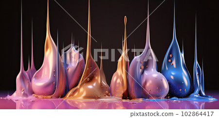 Bright colors drops of paints abstract fluid art Bright colors drops of paints abstract fluid art 102864417
