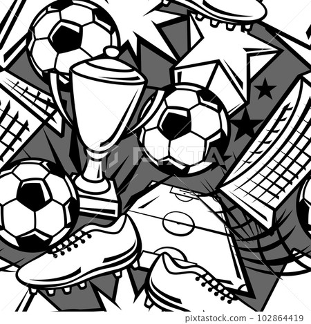 Pattern with soccer symbols. Football club illustration. Pattern with soccer symbols. Football club illustration. 102864419