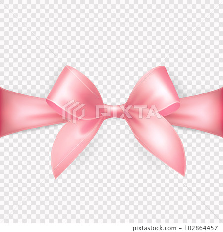 Vector 3d Realistic Pink Gift Ribbon, Bow for Greeting Card, Gift Isolated on Transparent Background. Bow Design Template, Concept for Birthday, Christmas Presents, Gifts, Invitation, Box 102864457