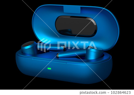 3D rendering of wireless earphones for workouts or listening streaming servicess 102864623