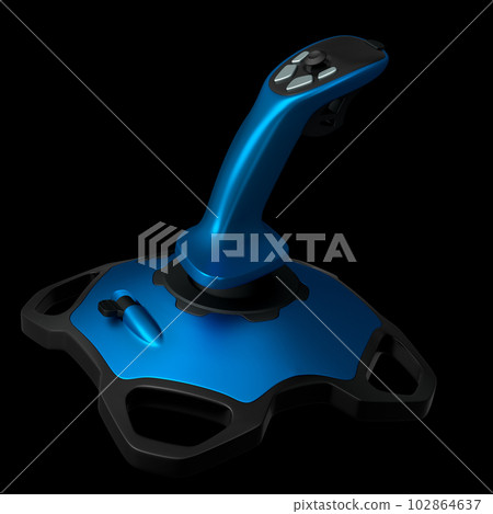 Realistic joystick for flight simulator isolated on black background Realistic joystick for flight simulator isolated on black background 102864637