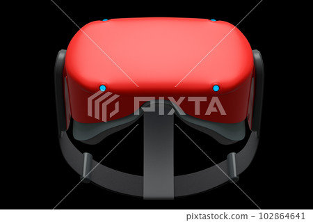 Virtual red reality glasses isolated on black background. 3d rendering 102864641