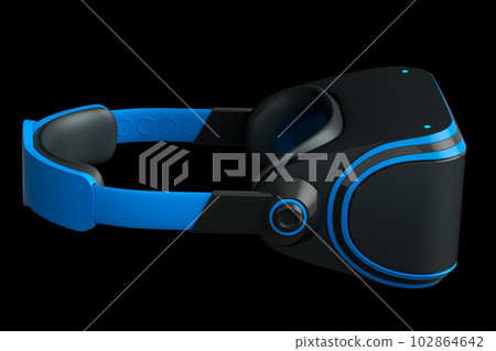 Virtual blue reality glasses isolated on black background. 3d rendering 102864642