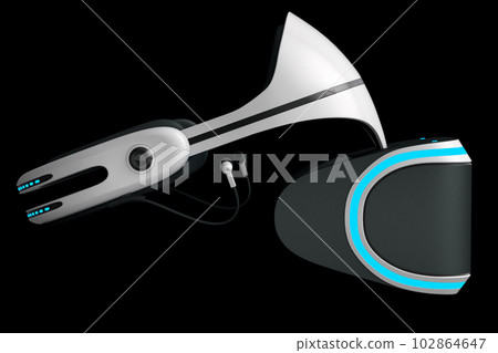 Virtual white reality glasses isolated on black background. 3d rendering 102864647