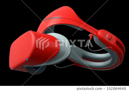 Virtual red reality glasses isolated on black background. 3d rendering 102864648