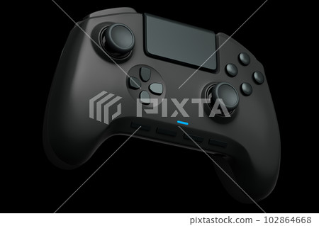Realistic black joystick for video game controller on black background Realistic black joystick for video game controller on black background 102864668