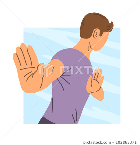 Young man decisively refuses an offer or desire Young man decisively refuses an offer or desire 102865371