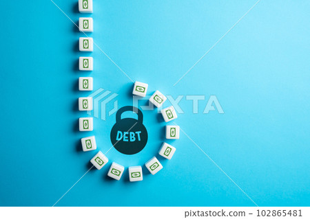 Large debt requires high servicing costs and complicates a dire financial situation. Lending, loans and mortgages. Bad financial decisions. Large debt requires high servicing costs and complicates a dire financial situation. Lending, loans and mortgages. Bad financial decisions. 102865481