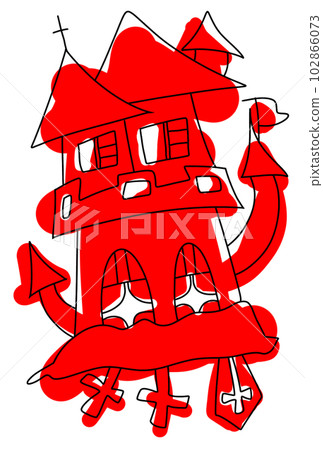 萬聖節古堡閃著紅光 萬聖節古堡閃著紅光 102866073