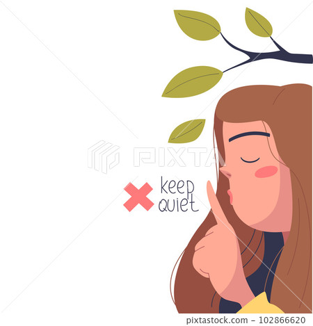 Prohibition of Independent Media with Woman Hissing as Sign of Keep Quiet Vector Illustration Prohibition of Independent Media with Woman Hissing as Sign of Keep Quiet Vector Illustration 102866620