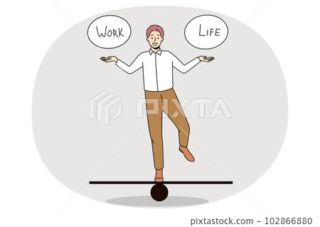 Happy businessman balancing between work and life 102866880