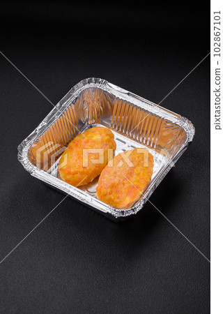 Delicious steam cutlets with carrots, cheese, salt and spices Delicious steam cutlets with carrots, cheese, salt and spices 102867101