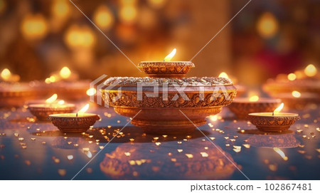 Happy Diwali background. Illustration AI Generative 102867481