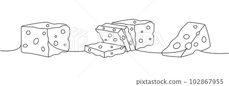 Set of cheese one line continuous drawing.... - Stock Illustration ...