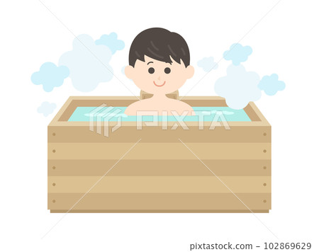 一個人在柏樹浴中的插圖 一個人在柏樹浴中的插圖 102869629