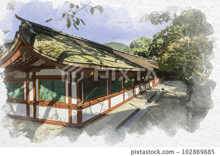 Watercolor-style Dazaifu Tenmangu corridor, Dazaifu City, Fukuoka Prefecture Watercolor-style Dazaifu Tenmangu corridor, Dazaifu City, Fukuoka Prefecture 102869885