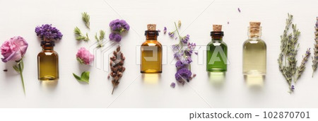 Dry flower and herbarium in small flasks, flower oil and seeds 102870701