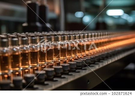 Close-up of the production line of a medical or cosmetic factory. 102871624