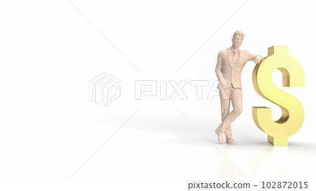 The Business man and Dollar gold on White Background 3d Rendering 102872015