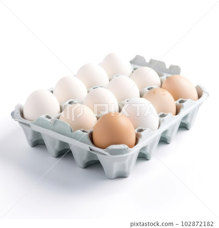 freshly picked chicken eggs lie in cells on the farm 102872182