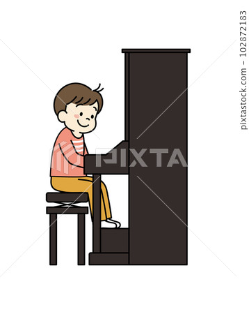Illustration of a boy playing the piano Whole body 102872183