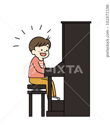 Illustration of a boy happy to play the piano well Full body Illustration of a boy happy to play the piano well Full body 102872186