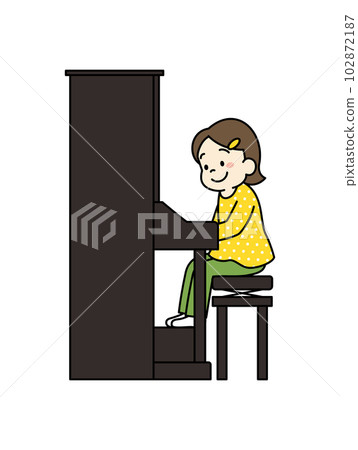 彈鋼琴的女孩全身圖 102872187