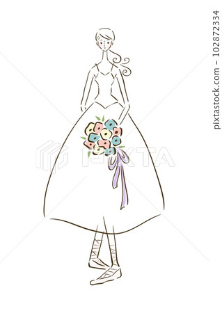 Illustration material ballerina arabesque Parisienne toe shoes 102872334