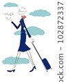 Parisienne girl fashionable illustration CA cabin attendant flight attendant 102872337