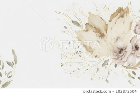 Showcase a Watercolor Background Vector with a Floral Line Drawing and Paint Brush Design. Generative AI. Showcase a Watercolor Background Vector with a Floral Line Drawing and Paint Brush Design. Generative AI. 102872504