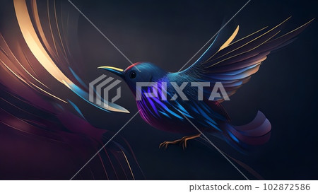 Unleash Your Imagination with Abstract Bird Wings on a Striking Black Background. Generative AI. Unleash Your Imagination with Abstract Bird Wings on a Striking Black Background. Generative AI. 102872586