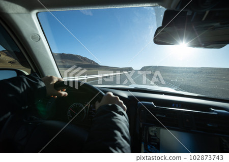 Driving off road car in the nature 102873743