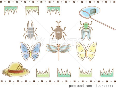捉蟲子和收集昆蟲（彩色） 102874754