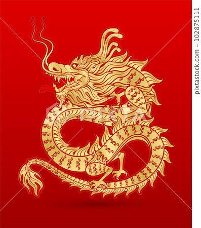 Traditional Chinese Dragon gold zodiac sign... - Stock Illustration ...