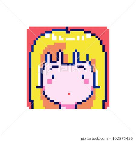 Cute Pixel Art Confused Emote Icons.  Expressive 8bit Blonde Girl Emoji Experiencing Dazed and Confused Emotions - Perfect for Decorative Digital Art, Game Streaming, Stickers, Video Game Element. 102875456