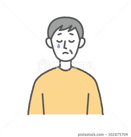 Illustration of an elderly man with a crying face Illustration of an elderly man with a crying face 102875704