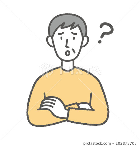 Illustration of an elderly man with a troubled face Illustration of an elderly man with a troubled face 102875705