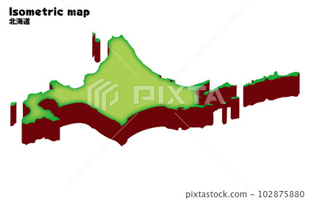 Isometric, three-dimensional map of Hokkaido Illustration of a map by prefecture Map of Japan 102875880