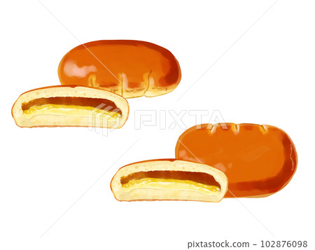 手繪水彩奶油麵包插畫一點線集 102876098