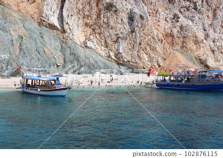 Antalya, Turkey - The yacht tour to Turkey Maldives at famous blue sea at Suluada 102876115