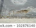 Peeling paint and cracks on the walls. 102876140