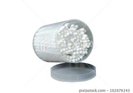 Cotton sticks or cotton buds in packaging isolated on white background with clipping path 102876143